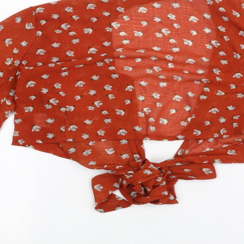 raylosen Womens Orange Floral  Basic Blouse Size M