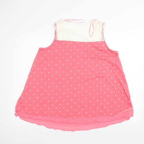George Womens Pink Polka Dot  Basic Blouse Size 14