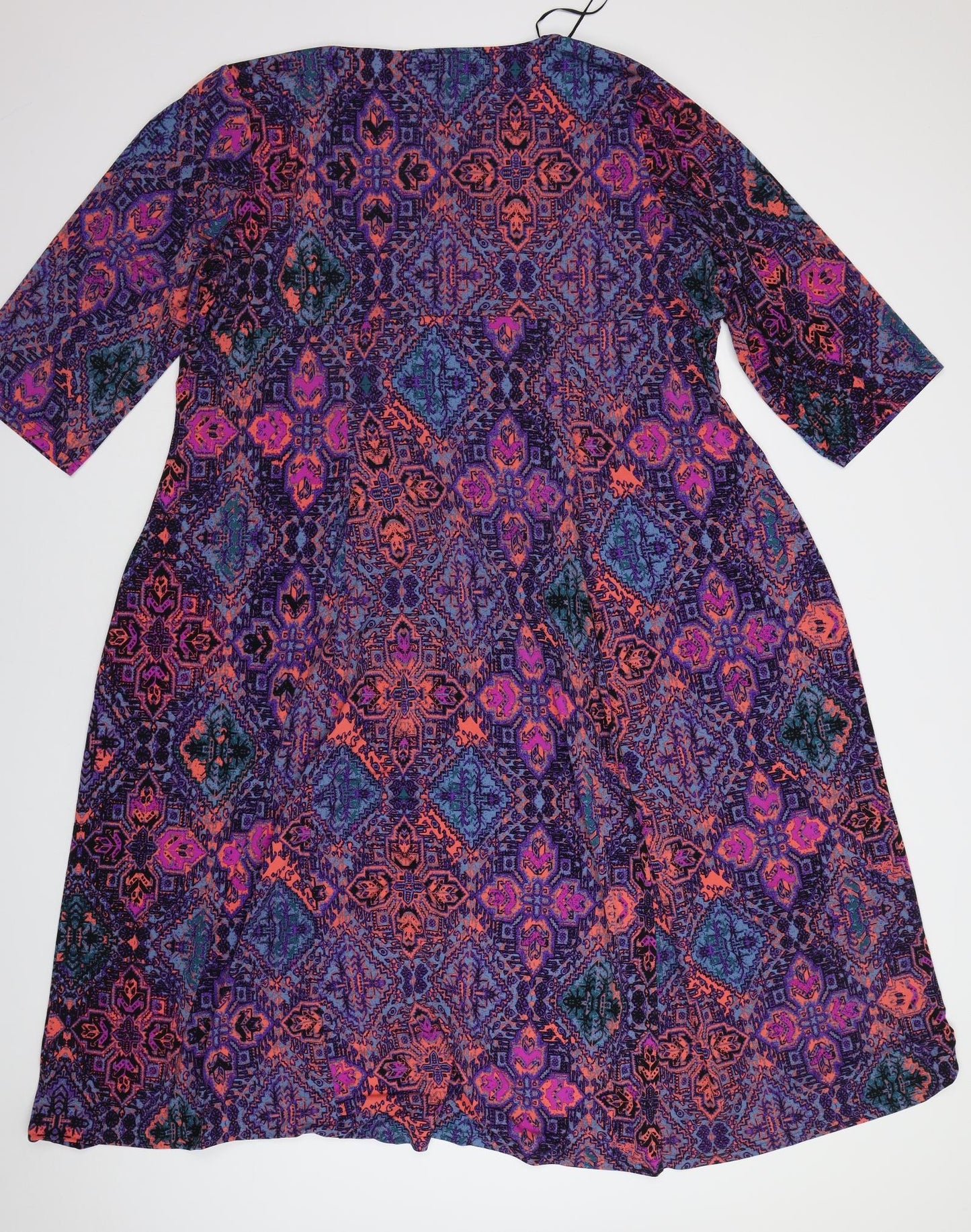Joanna Hope Womens Purple Geometric  A-Line  Size 28