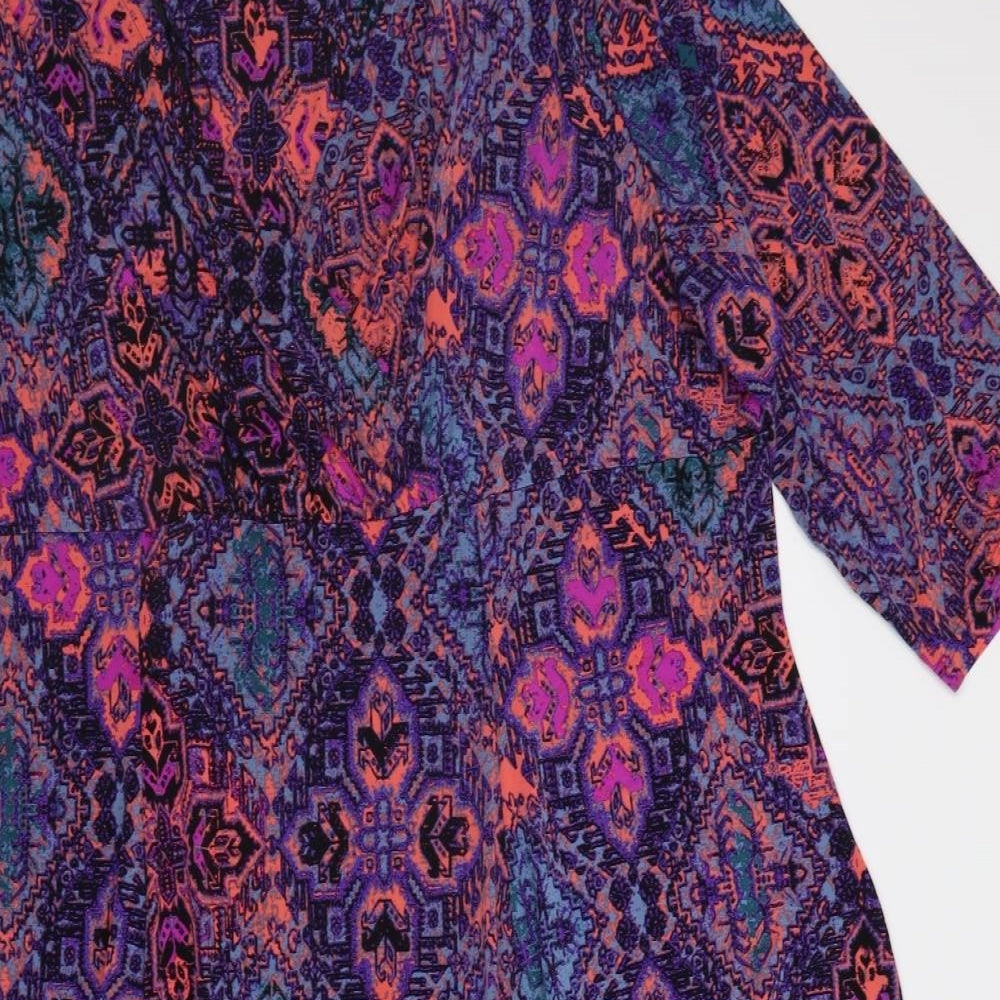 Joanna Hope Womens Purple Geometric  A-Line  Size 28