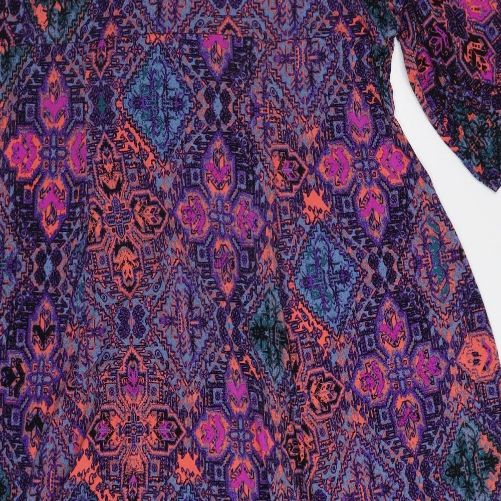 Joanna Hope Womens Purple Geometric  A-Line  Size 28