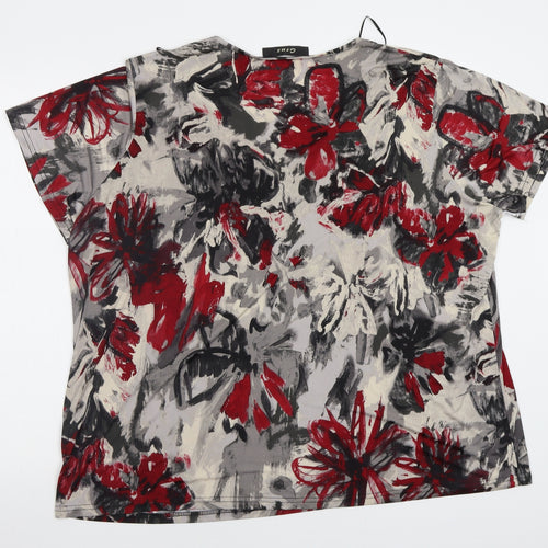 Cruz Womens Grey Floral  Basic Blouse Size XL
