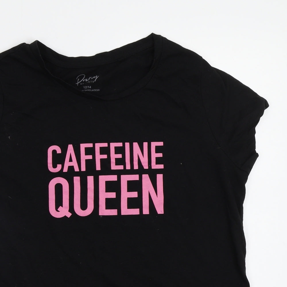 Pretty Secrets Womens Black   Basic T-Shirt Size 12