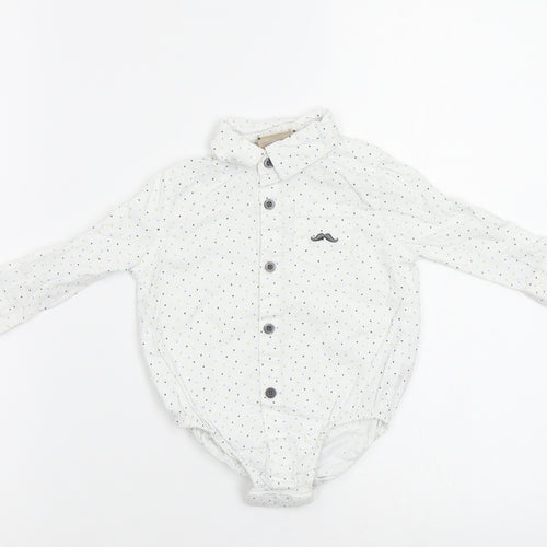 Little Gent Baby White Polka Dot  Babygrow One-Piece Size 3-6 Months