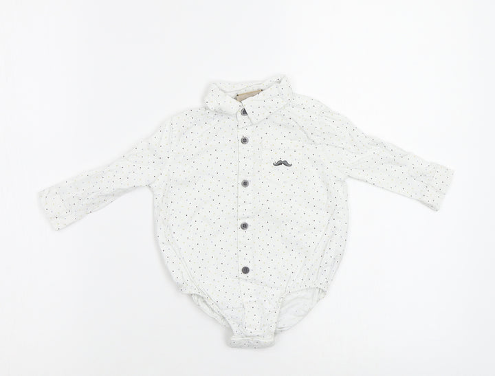 Little Gent Baby White Polka Dot Babygrow One-Piece Size 3-6 Months