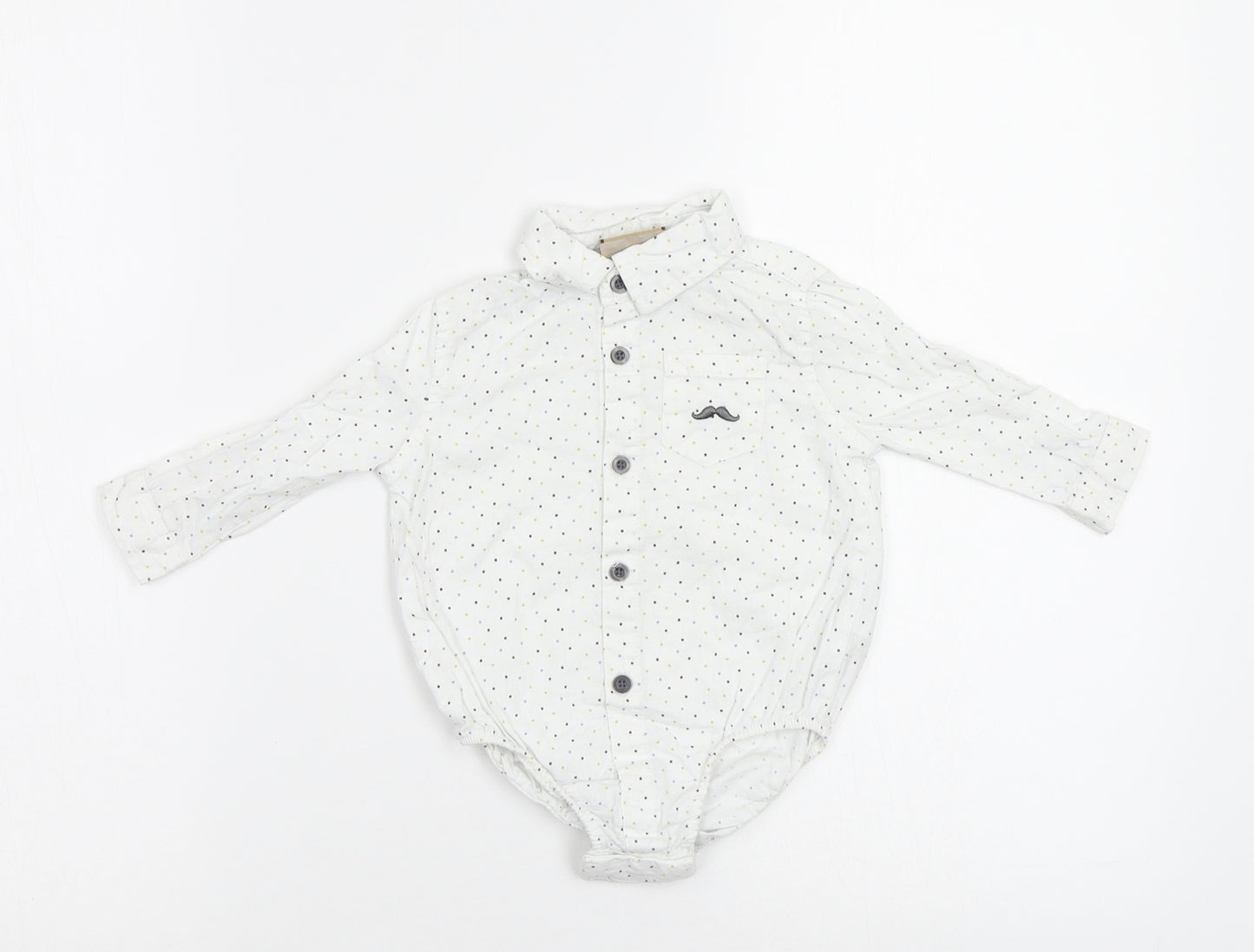 Little Gent Baby White Polka Dot  Babygrow One-Piece Size 3-6 Months