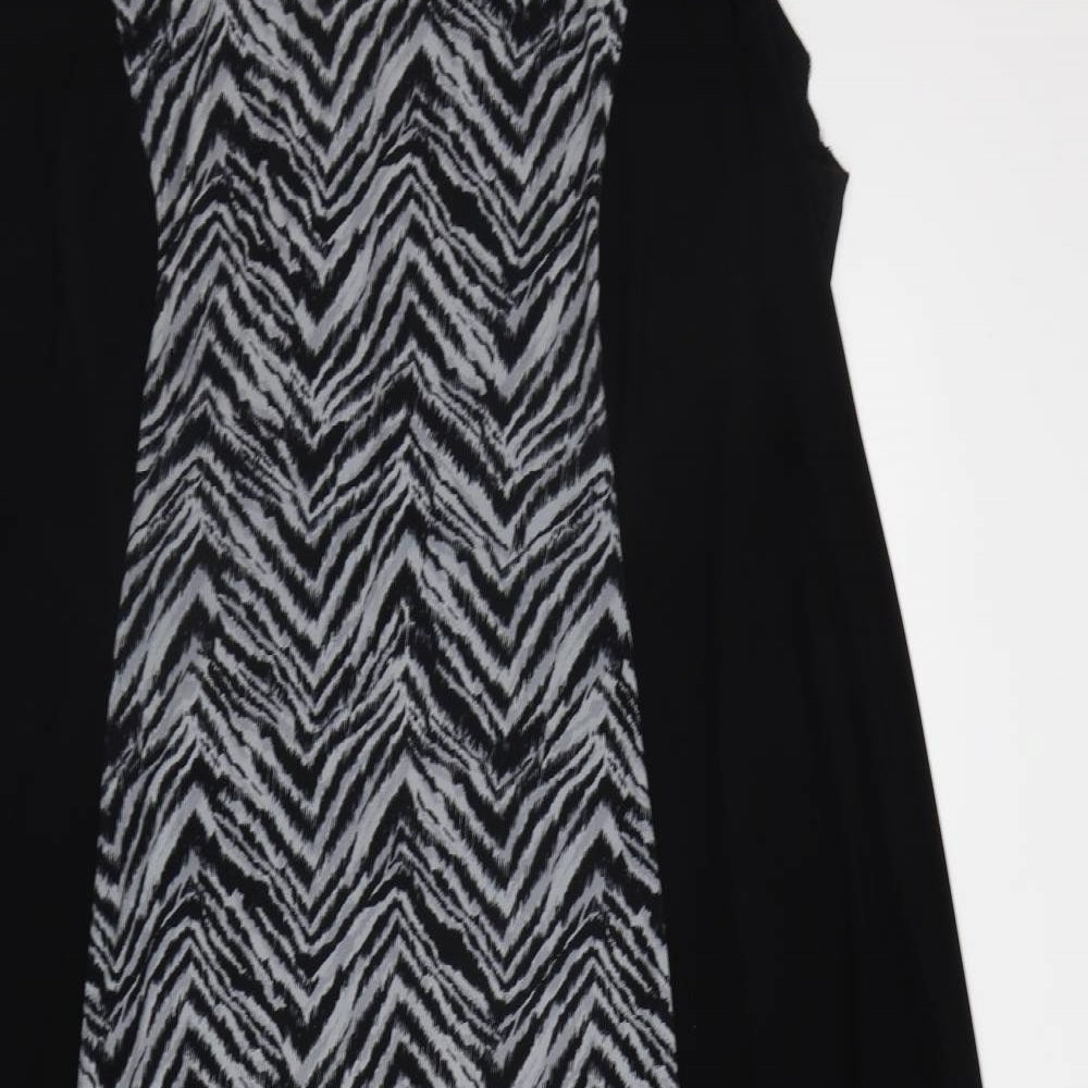 Preworn Womens Black Geometric  A-Line  Size 2XL