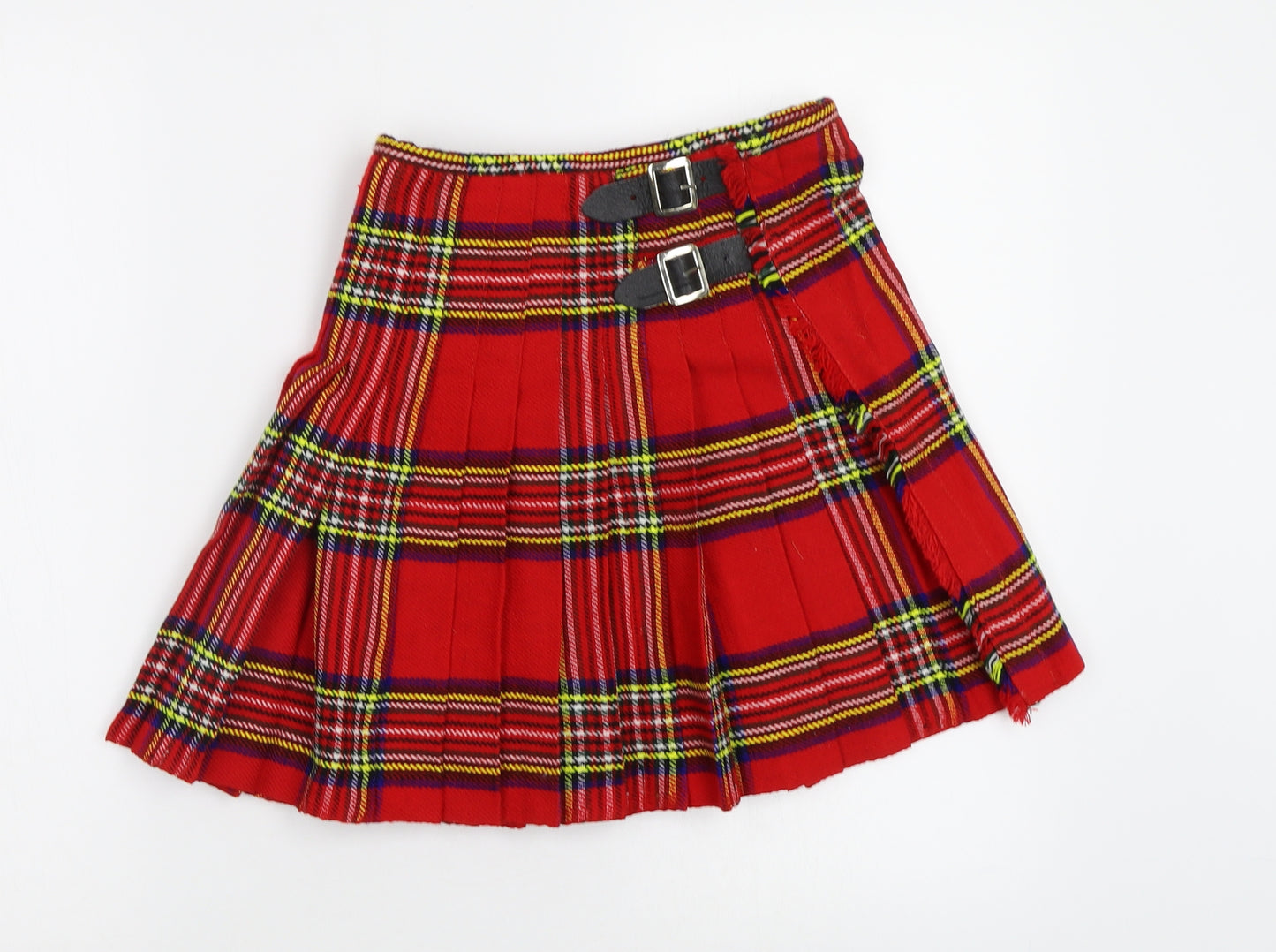 Scottish Design Tartan Girls Red Check  Pleated Skirt Size 12-13 Years
