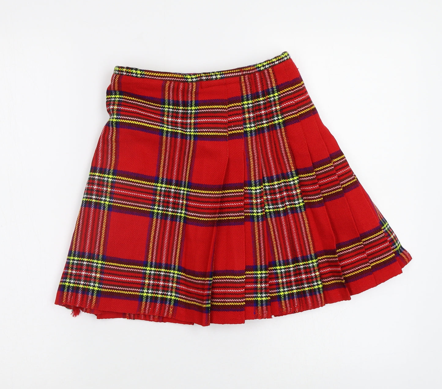 Scottish Design Tartan Girls Red Check  Pleated Skirt Size 12-13 Years