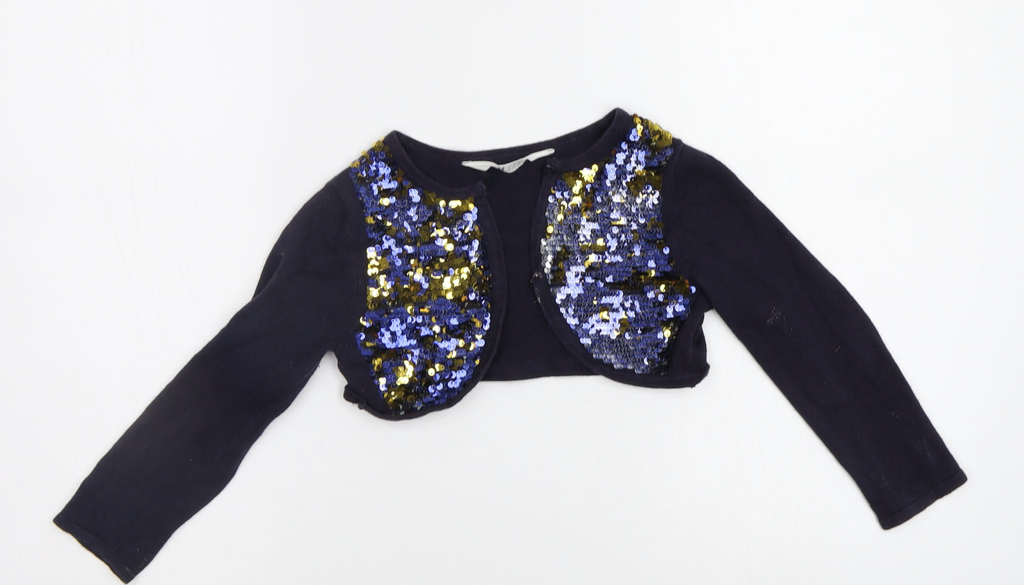 H&M Girls Blue   Shrug Jumper Size 3-4 Years  - Sequin