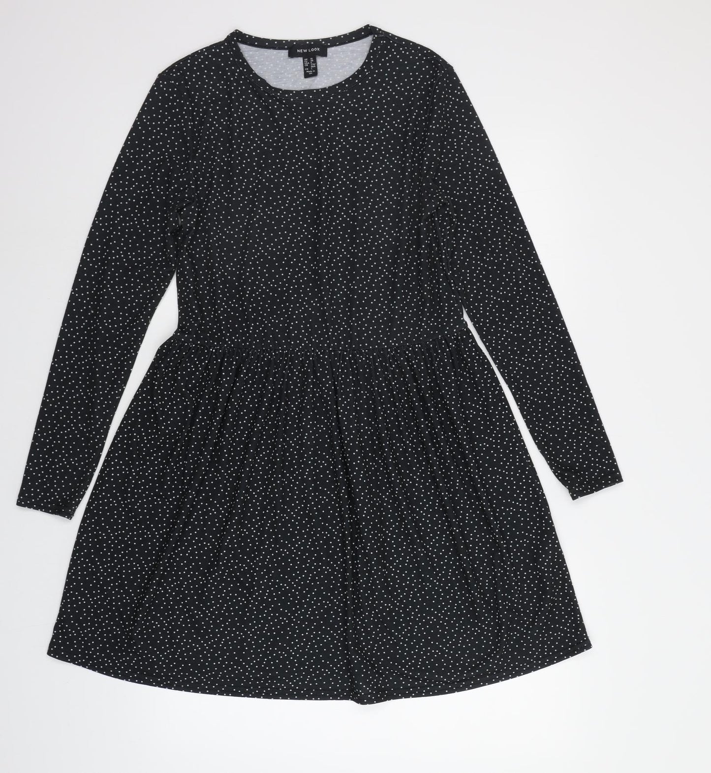 New Look Womens Black Polka Dot  Fit & Flare  Size 10