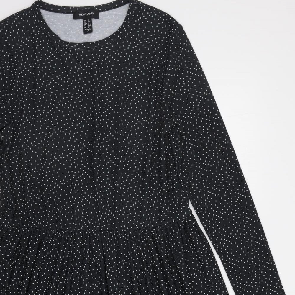 New Look Womens Black Polka Dot  Fit & Flare  Size 10