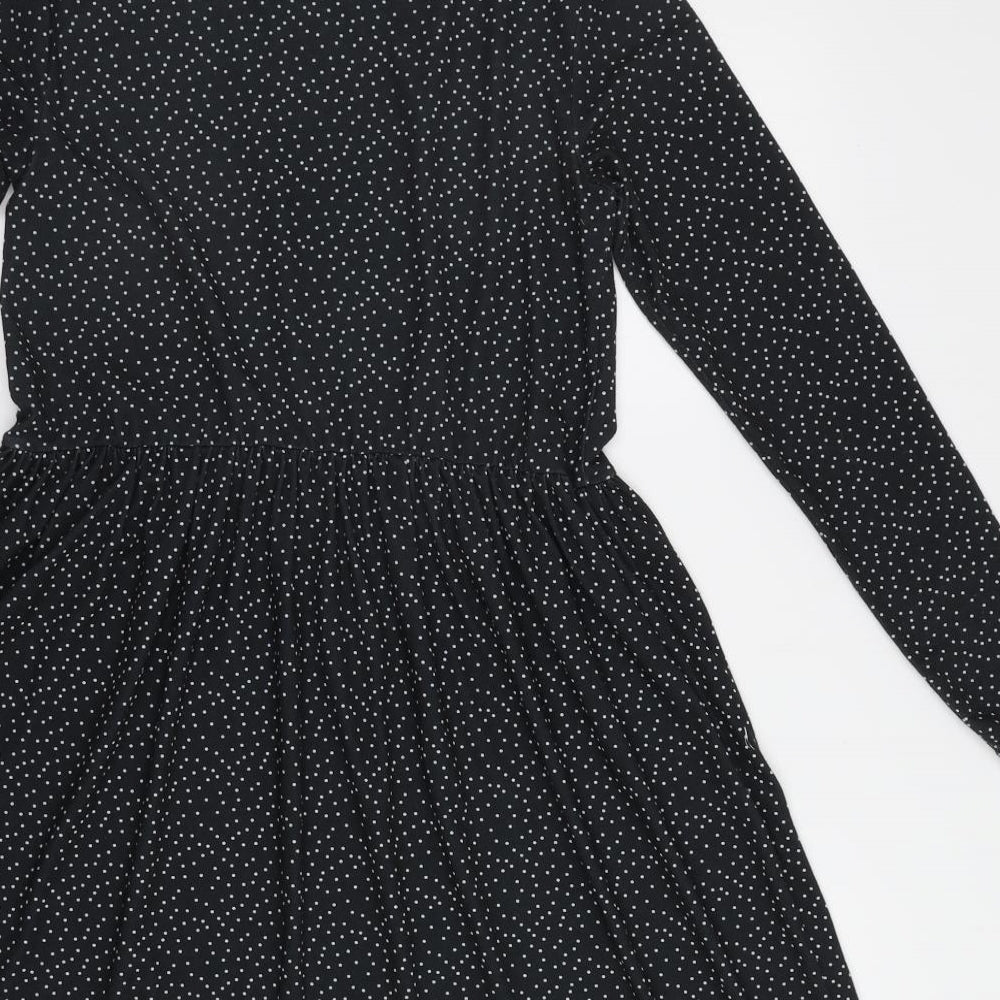 New Look Womens Black Polka Dot  Fit & Flare  Size 10