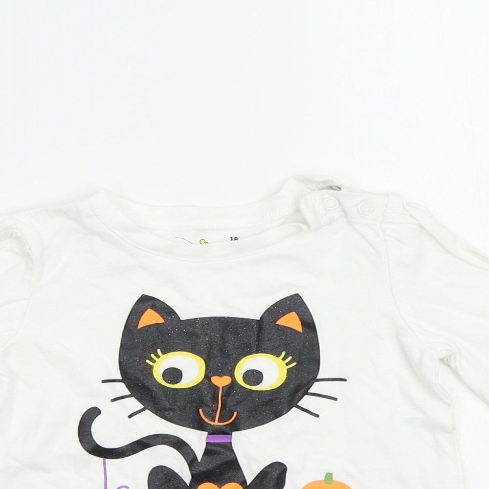 Jumping Beans Baby White   Basic T-Shirt Size 18-24 Months  - Cat