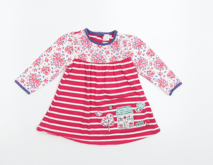 Mini Club Baby Pink Striped A-Line Size 9-12 Months