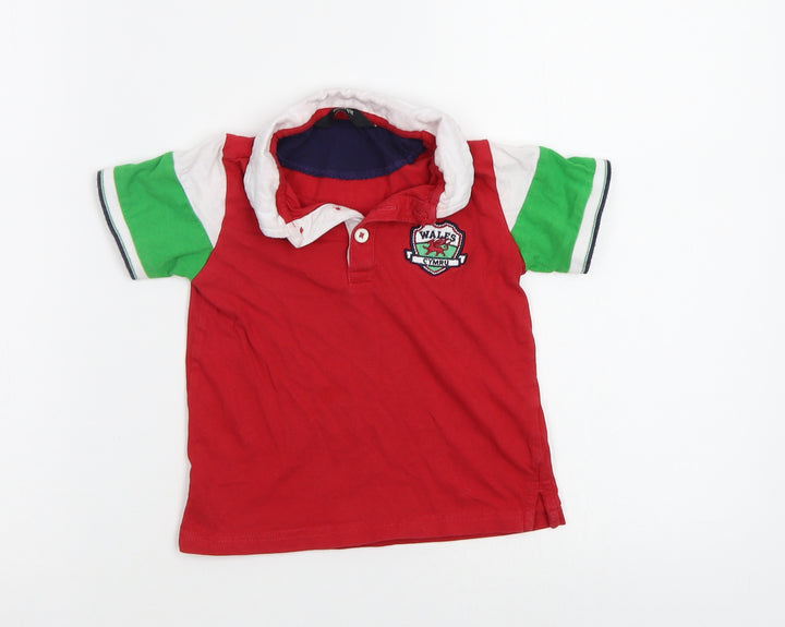 George Boys Red   Basic Polo Size 2 Years  - Wales