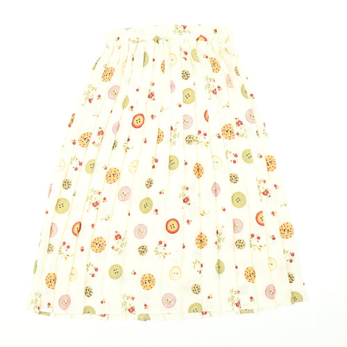 Preworn Womens Multicoloured   Pleated Skirt Size M  - Button print
