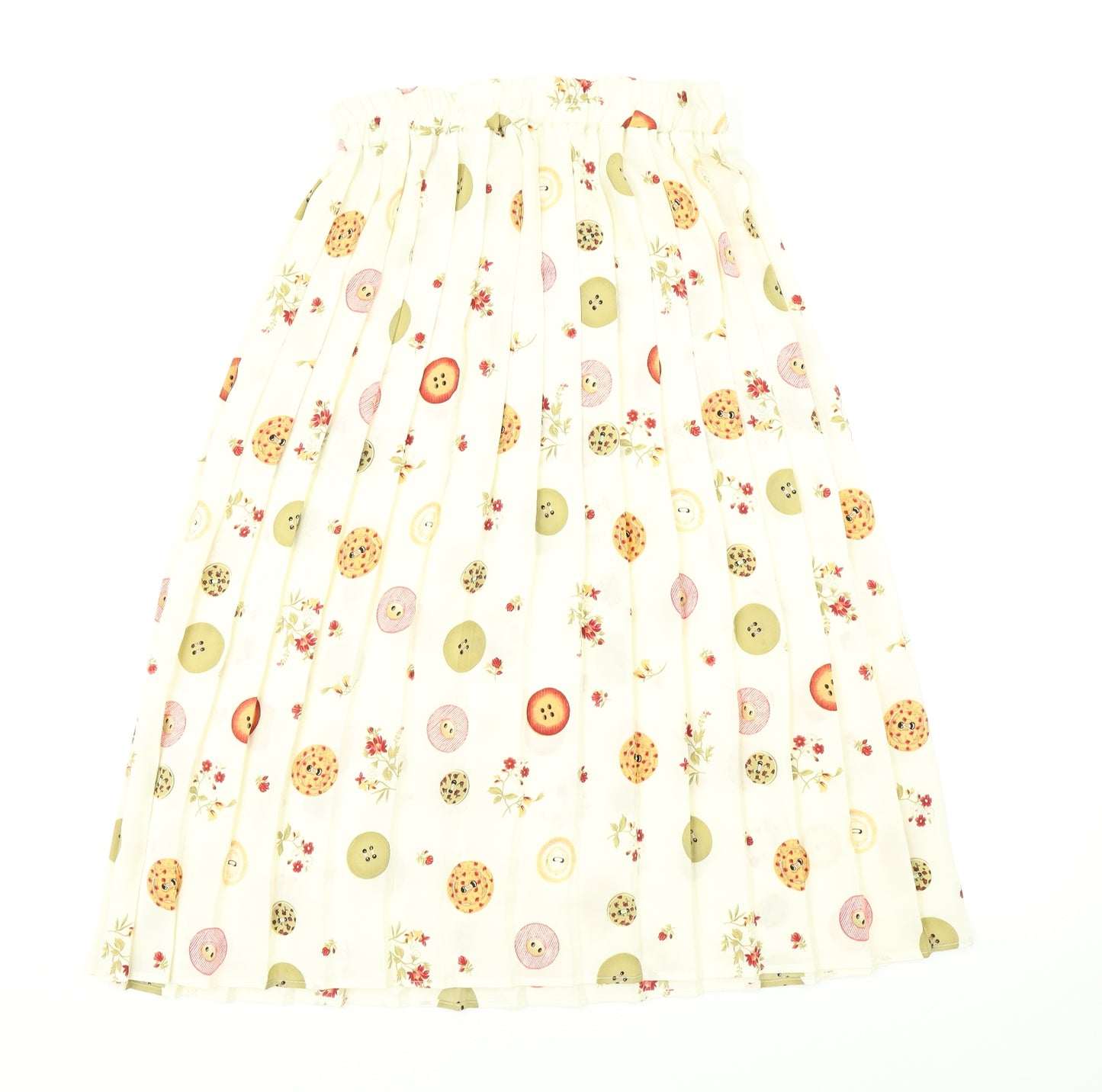 Preworn Womens Multicoloured   Pleated Skirt Size M  - Button print