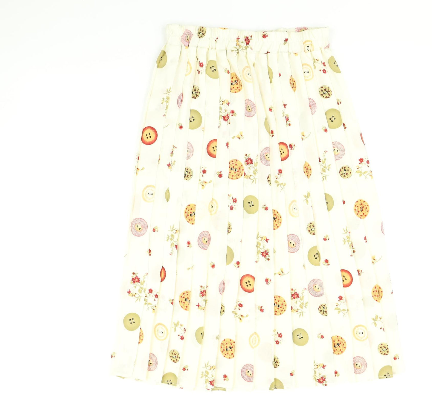 Preworn Womens Multicoloured   Pleated Skirt Size M  - Button print