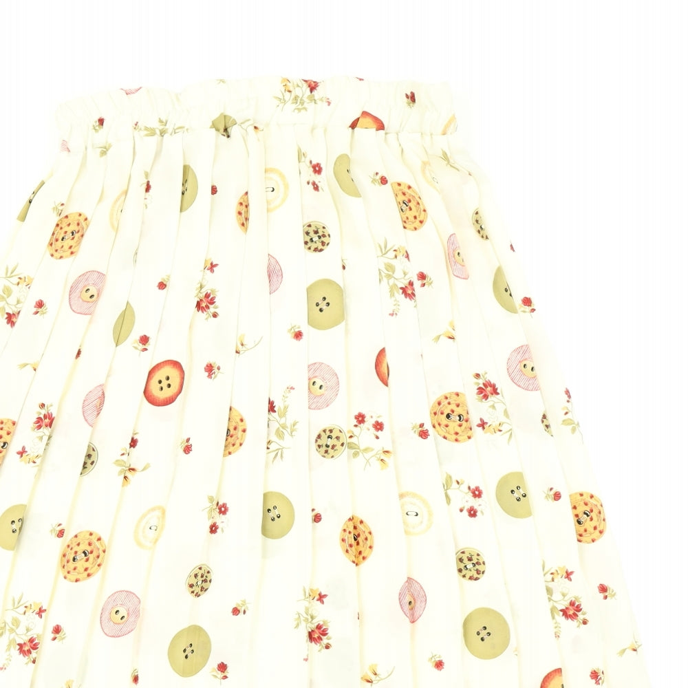 Preworn Womens Multicoloured   Pleated Skirt Size M  - Button print
