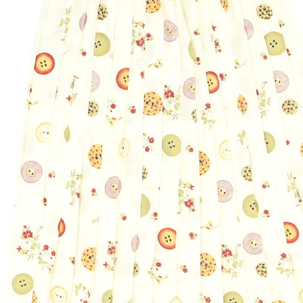 Preworn Womens Multicoloured   Pleated Skirt Size M  - Button print