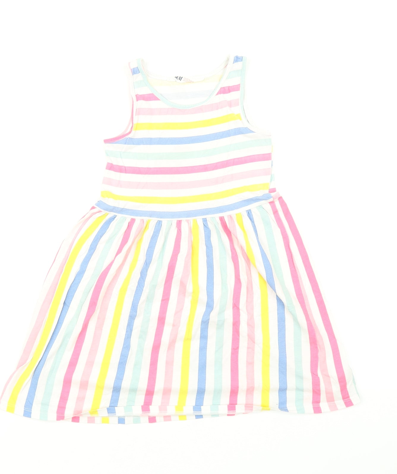 H&M Girls Multicoloured Striped  Fit & Flare  Size 7-8 Years