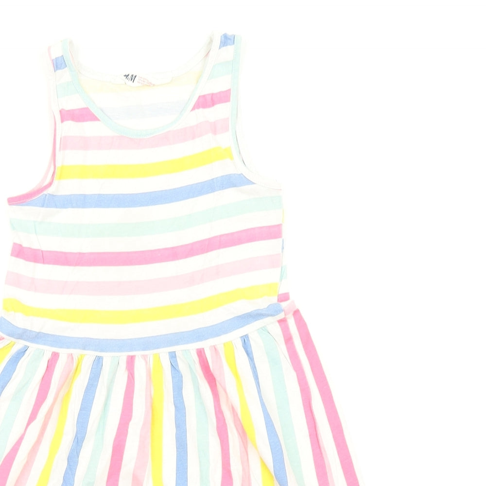 H&M Girls Multicoloured Striped  Fit & Flare  Size 7-8 Years