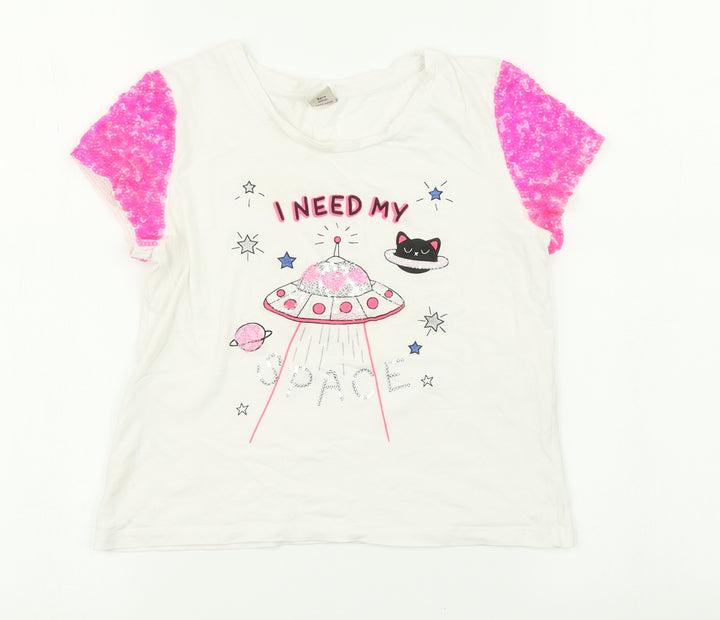 TU Girls White Basic T-Shirt Size 9 Years - I need my space