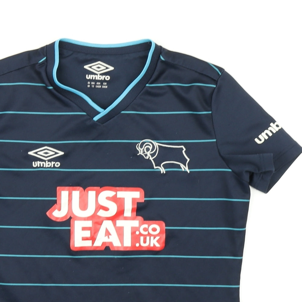 Umbro Boys Blue Striped  Basic T-Shirt Size 9 Years  - Football shirt