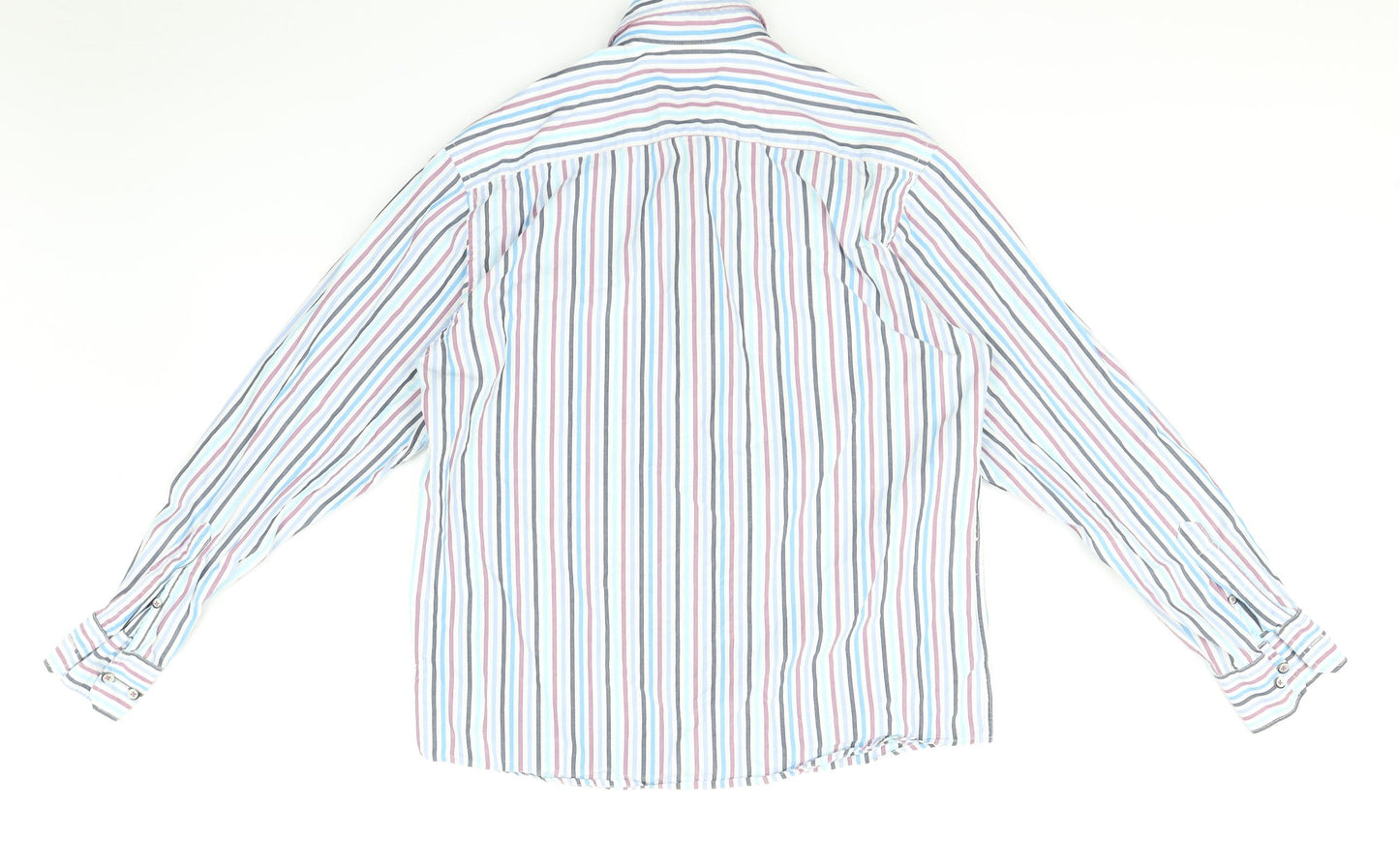 Eterna Mens Multicoloured Striped   Dress Shirt Size L