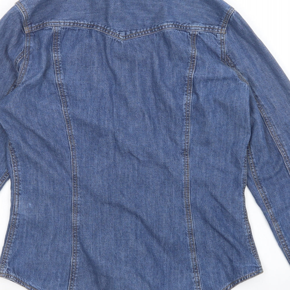 H&M Womens Blue  Denim Basic Button-Up Size 8