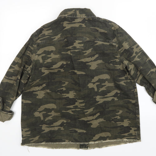 New Look Womens Green Camouflage Denim Jacket  Size 16