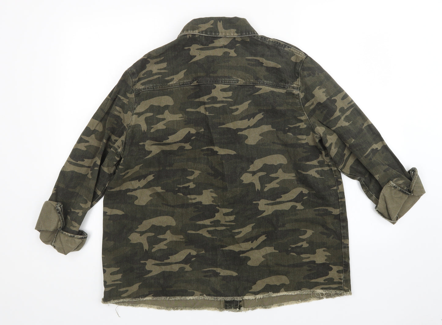 New Look Womens Green Camouflage Denim Jacket  Size 16
