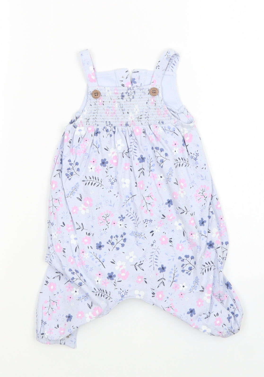 Nutmeg Girls Blue Floral  Romper One-Piece Size 0-3 Months