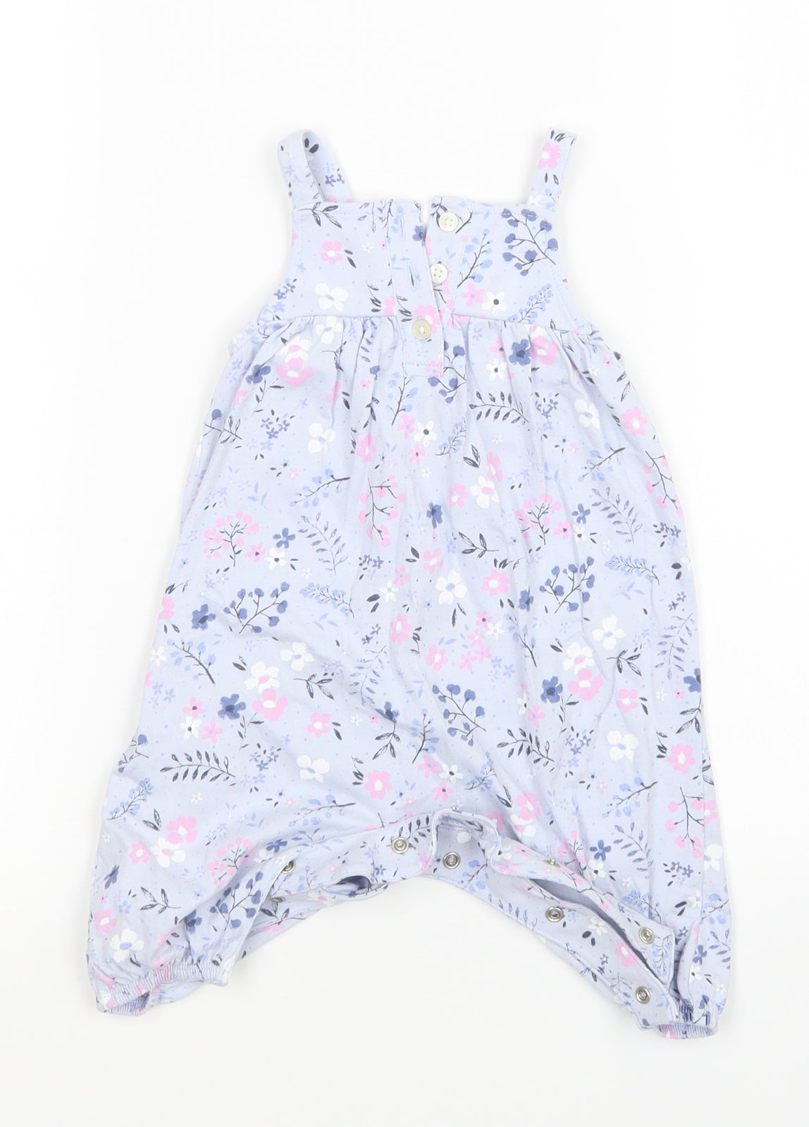 Nutmeg Girls Blue Floral  Romper One-Piece Size 0-3 Months