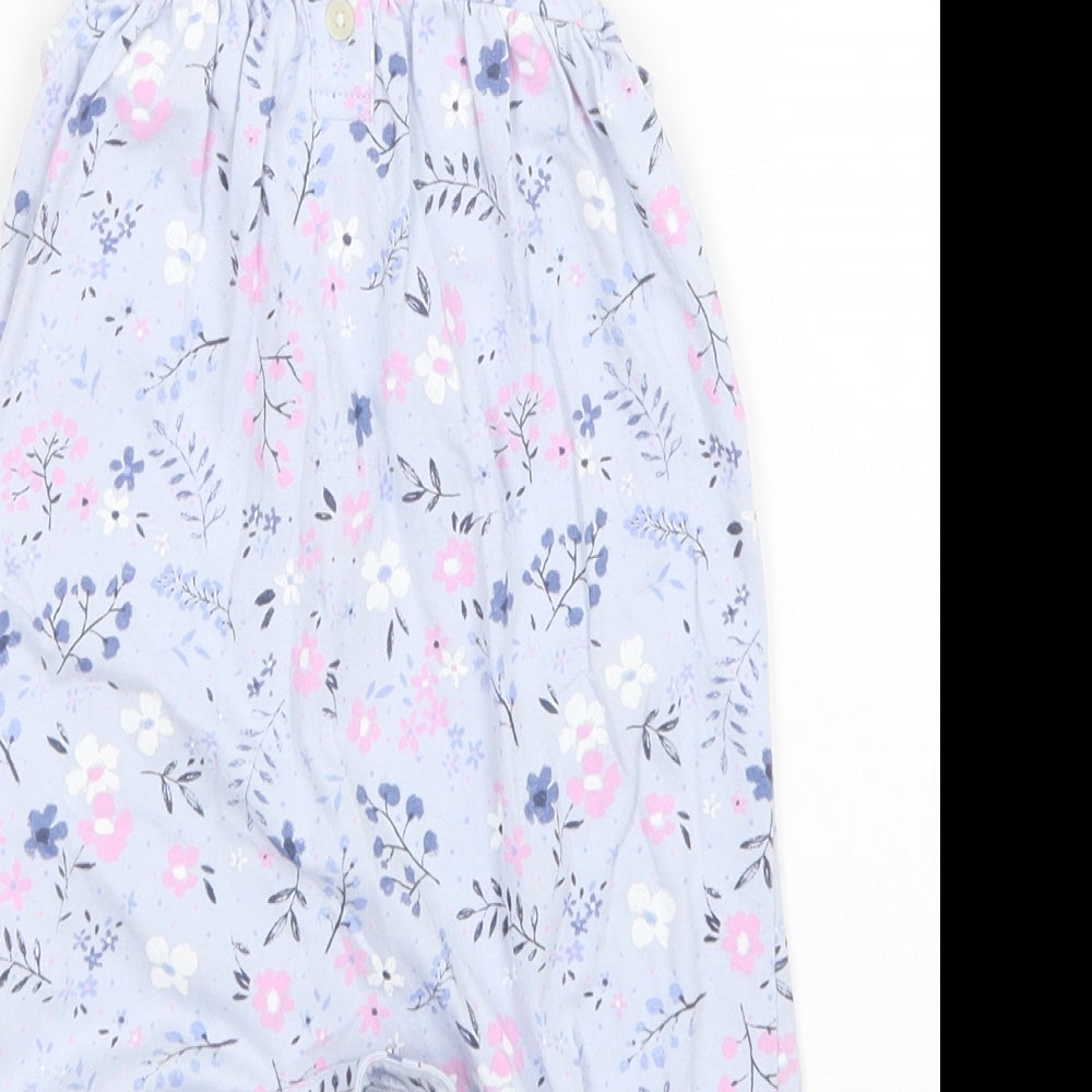 Nutmeg Girls Blue Floral  Romper One-Piece Size 0-3 Months