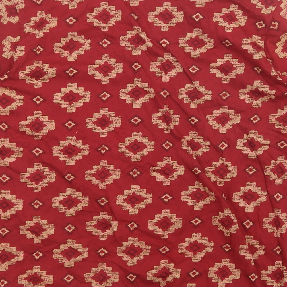 Bonmarché Womens Red Argyle/Diamond  Basic Button-Up Size 12
