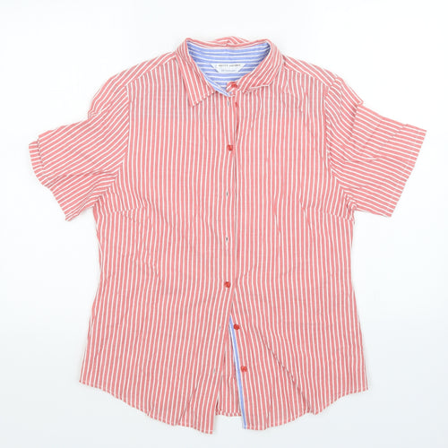 Prewron Womens Red Striped  Basic Button-Up Size 10