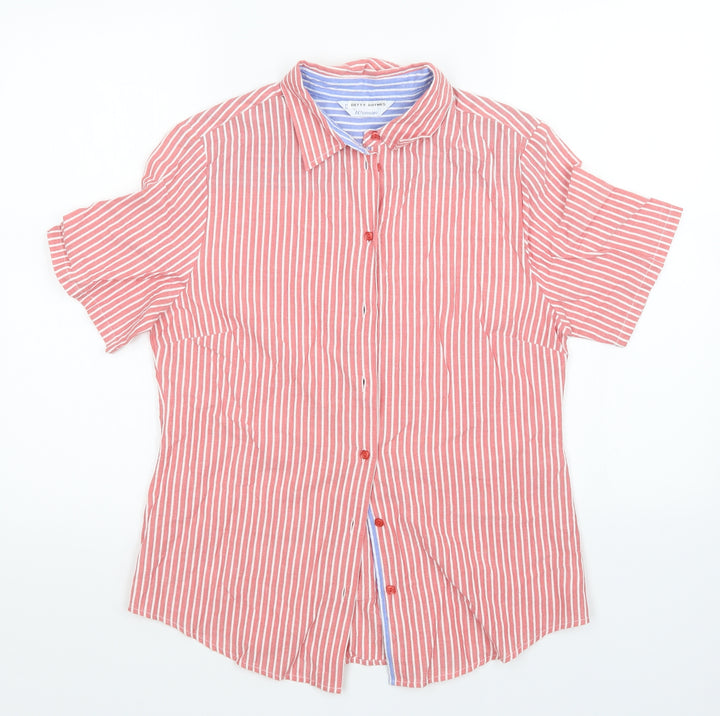 Prewron Womens Red Striped Basic Button-Up Size 10