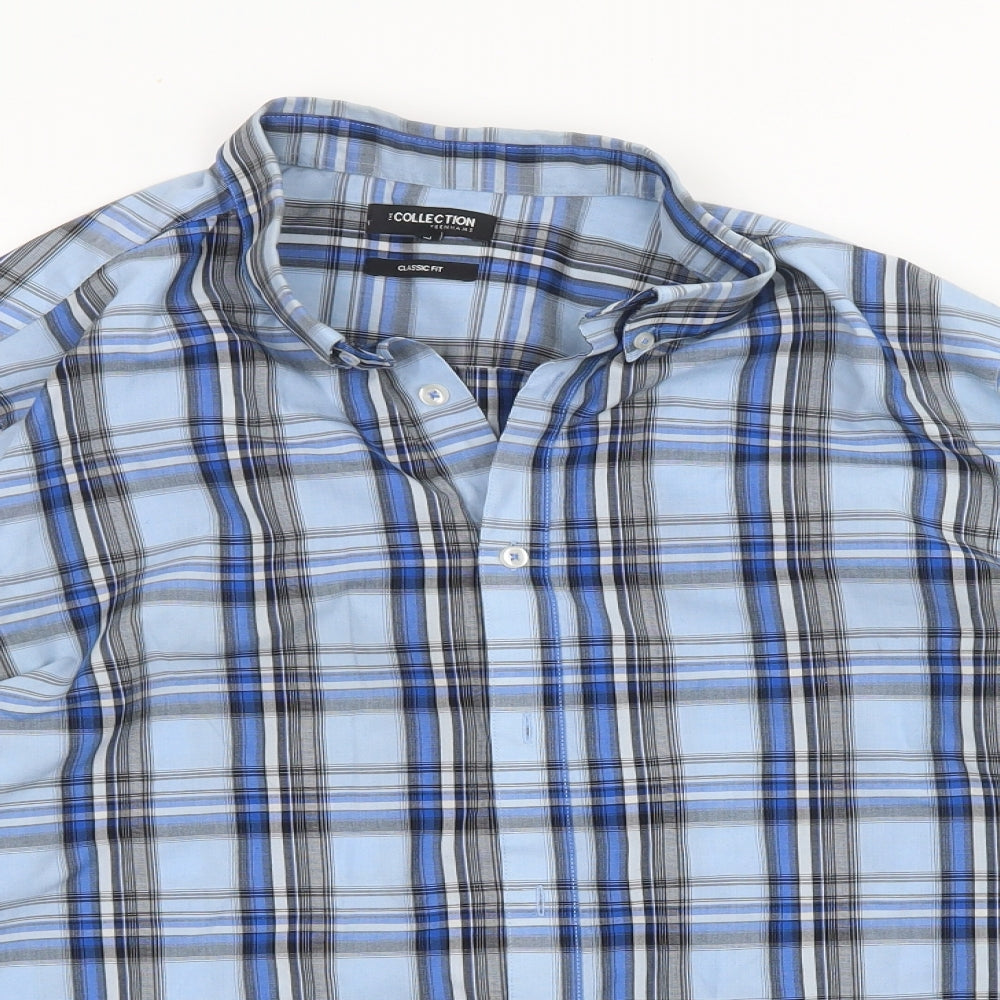 Debenhams Mens Blue Check   Button-Up Size L