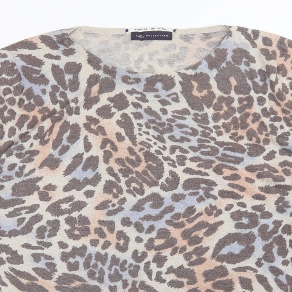M&S Womens Multicoloured Animal Print  Pullover Jumper Size 22