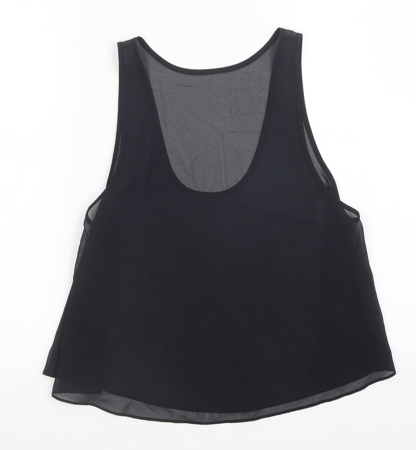 Preworn Womens Black  Mesh Basic Tank
