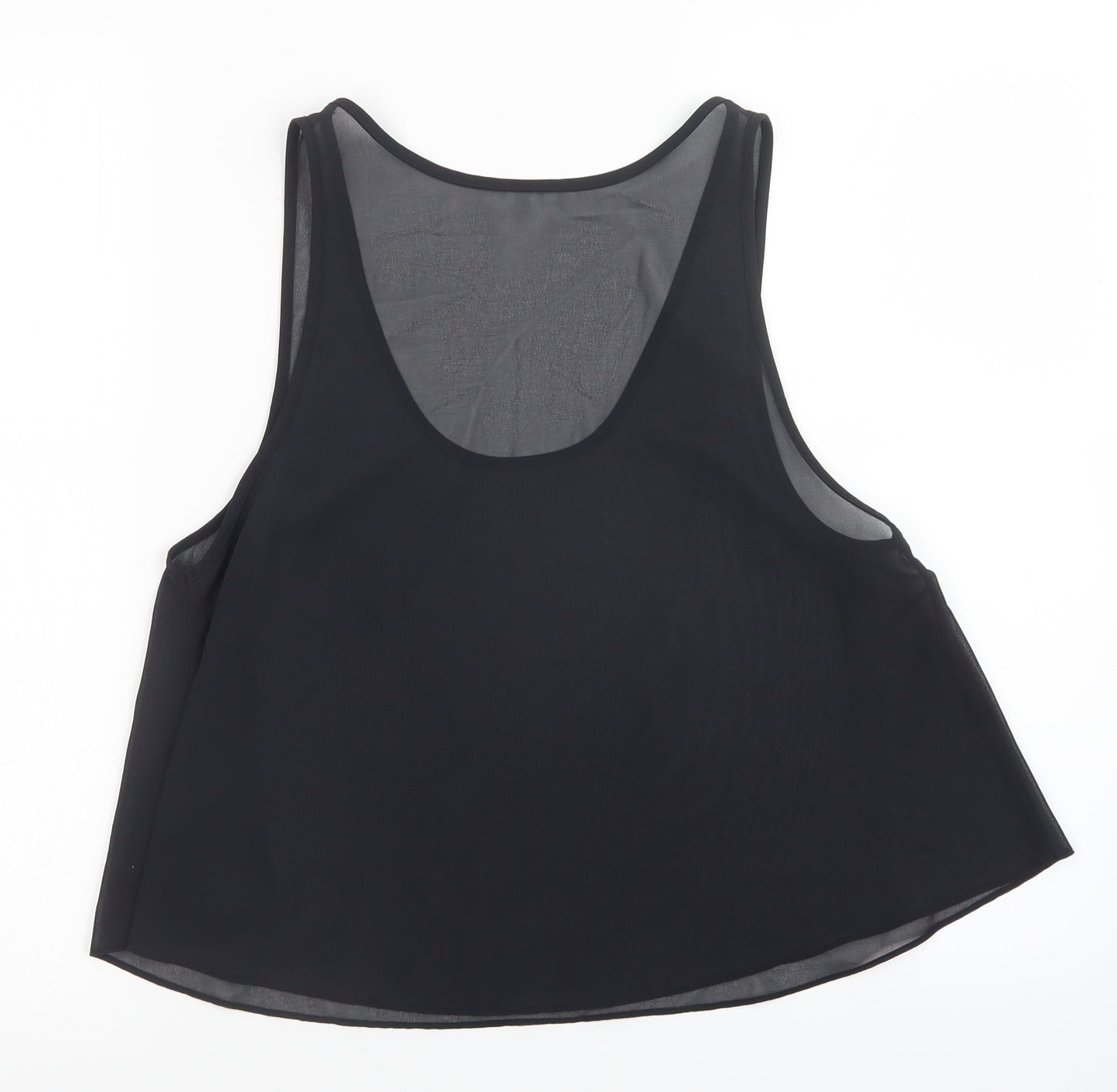 Preworn Womens Black  Mesh Basic Tank