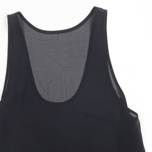 Preworn Womens Black  Mesh Basic Tank