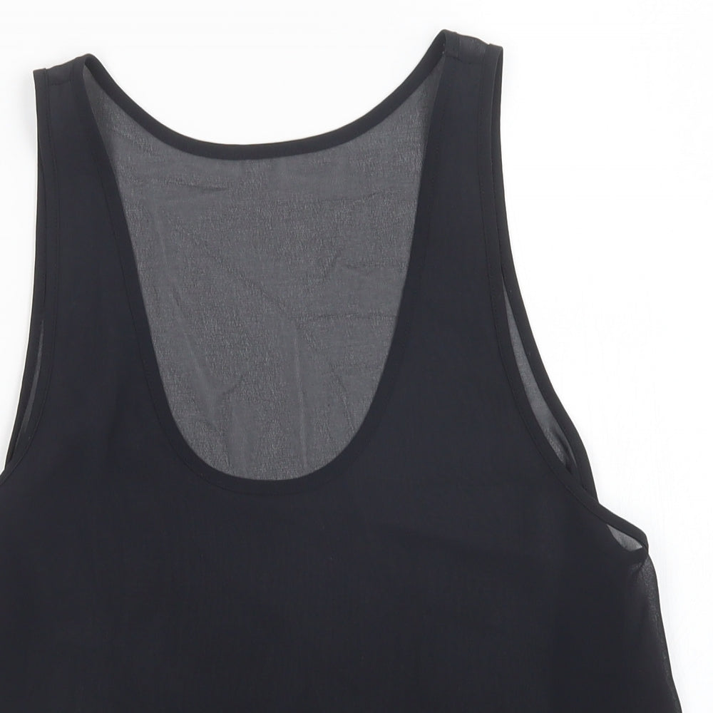 Preworn Womens Black  Mesh Basic Tank