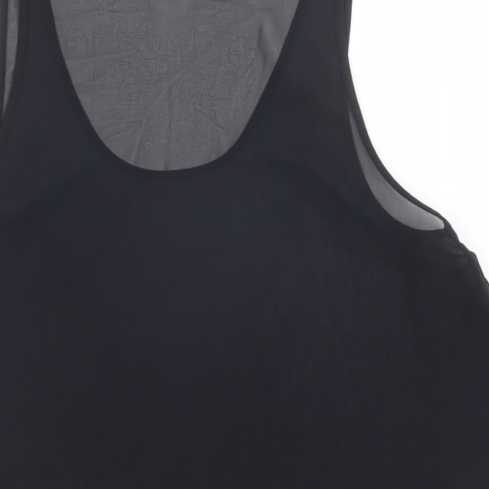 Preworn Womens Black  Mesh Basic Tank