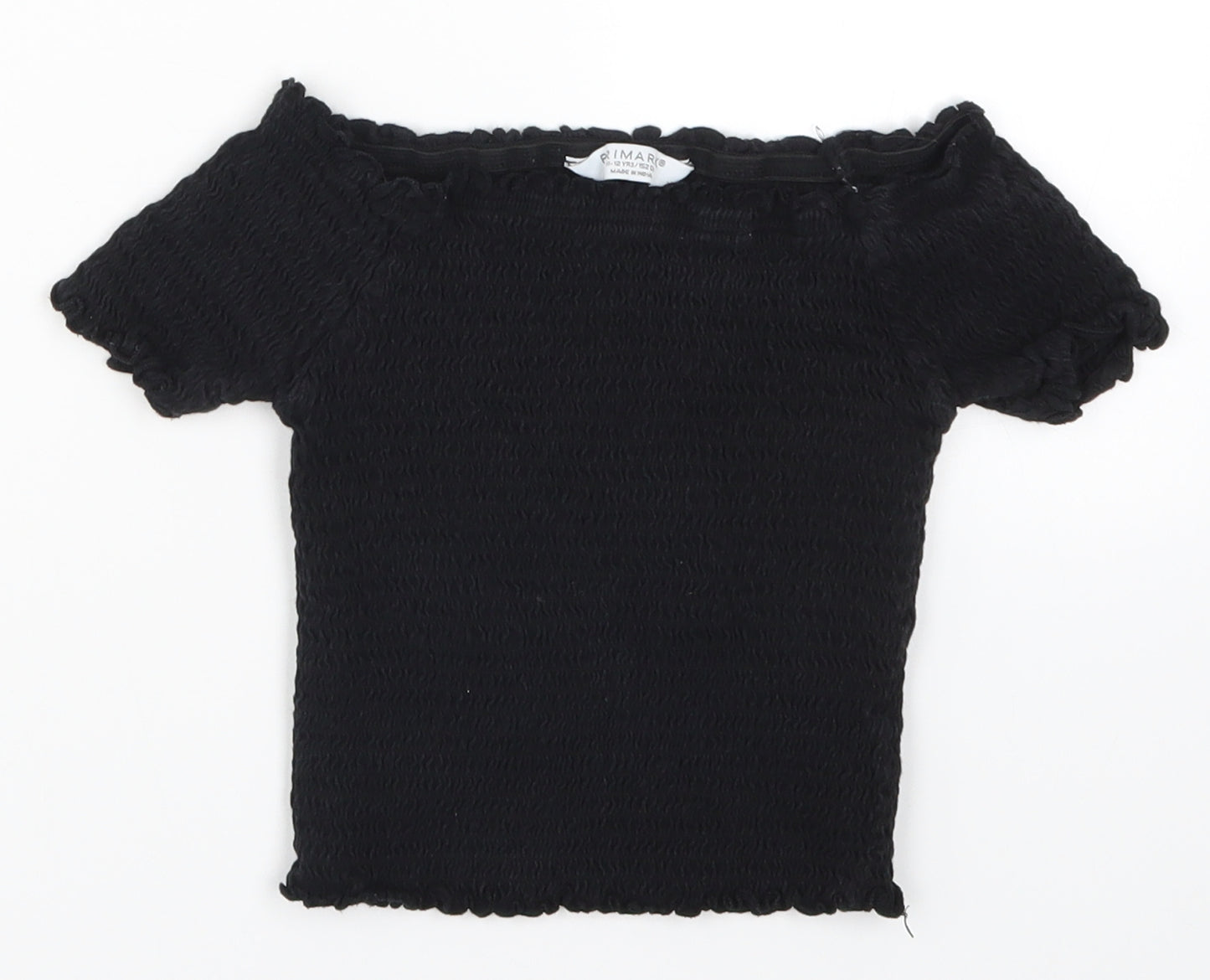 Primark Girls Black   Basic T-Shirt Size 11-12 Years