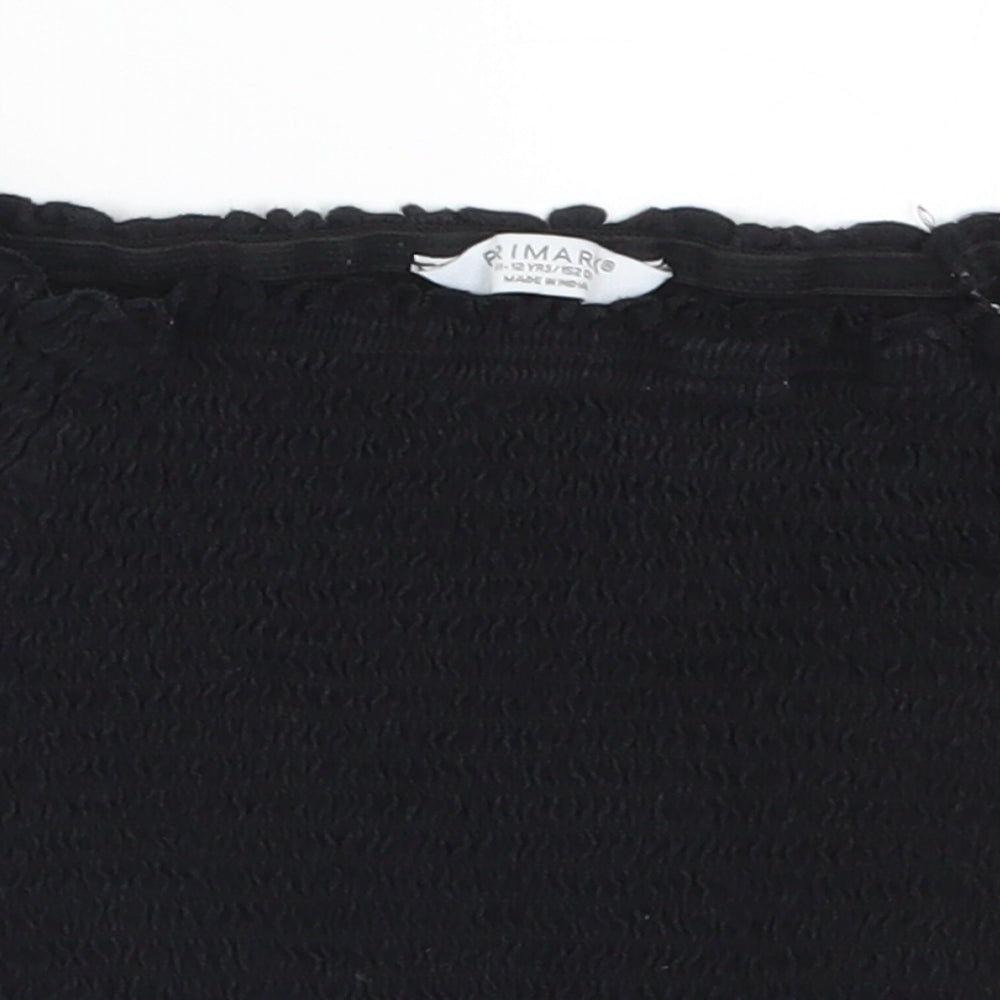Primark Girls Black   Basic T-Shirt Size 11-12 Years