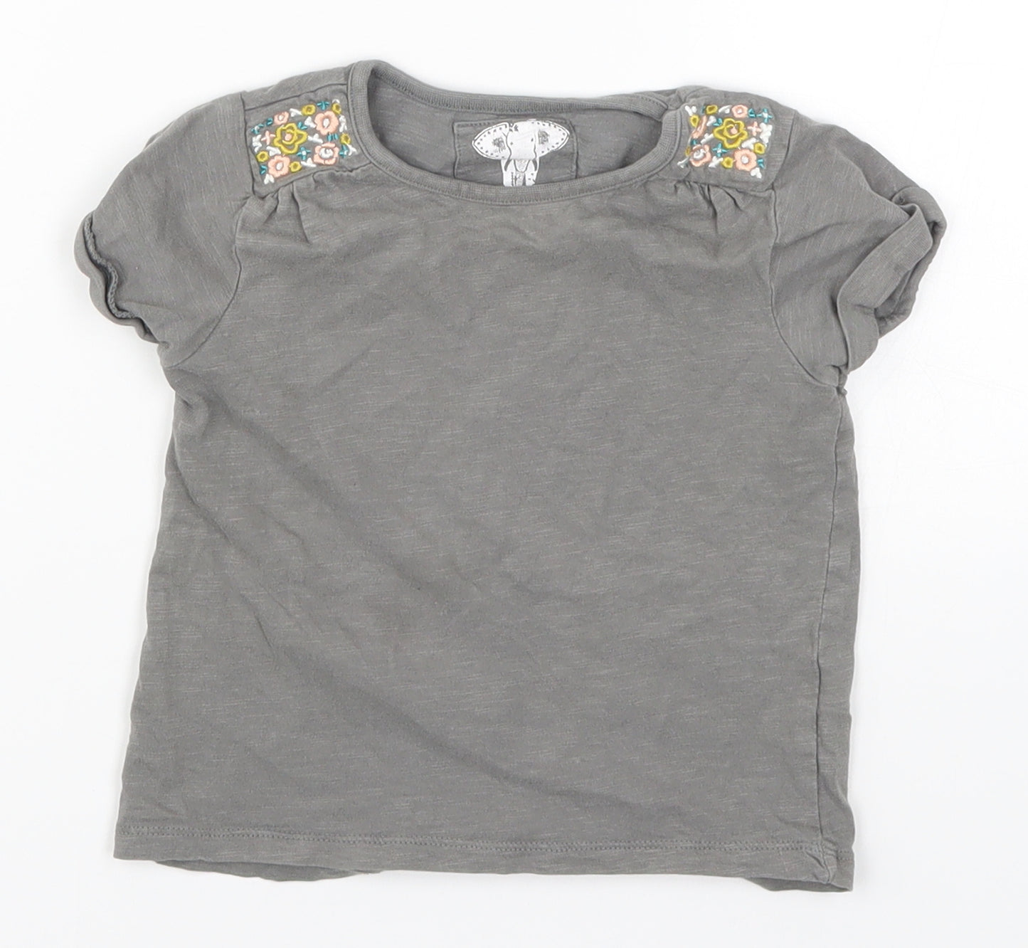 TU Girls Grey Floral  Basic T-Shirt Size 3 Years