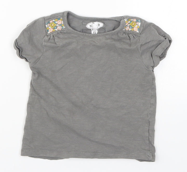TU Girls Grey Floral  Basic T-Shirt Size 3 Years